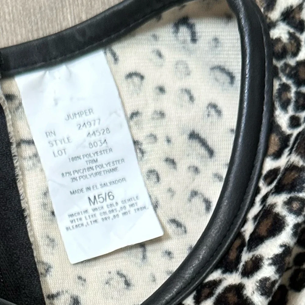 Vintage 90s Prana Girls Leopard Print Jumper Dress Size 5/6